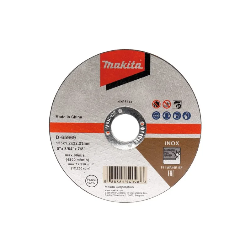 Đá cắt mỏng Inox 125x1.2x22.23mm Makita D-65969